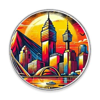 Monterrey Mexiko Kunst Design - Runder Kühlschrankmagnet - Weiß - Vorne