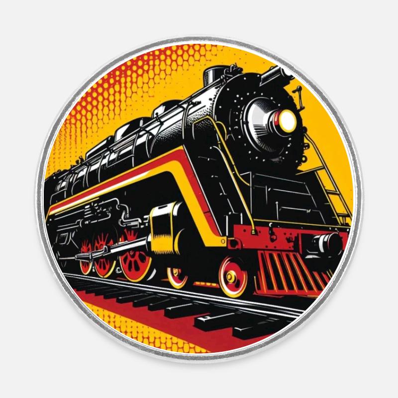Train 1 2 - Round  fridge magnet - white