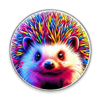 Igel - Runder Kühlschrankmagnet - Weiß - Vorne