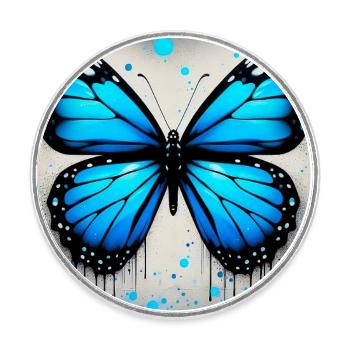 papillon - Magnet rond - blanc - Devant