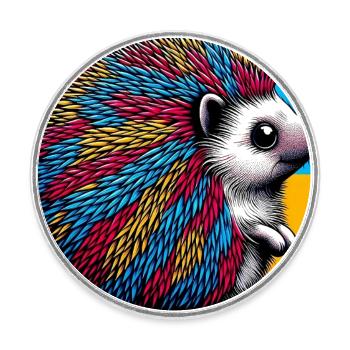 hedgehog - Round  fridge magnet - white - Front