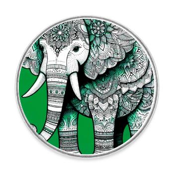 elephant - Round  fridge magnet - white - Front