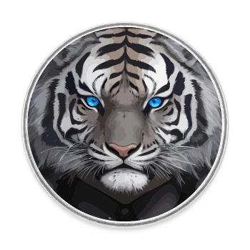 Black and grey royal tiger head with blue eyes - Round  fridge magnet - white - Front