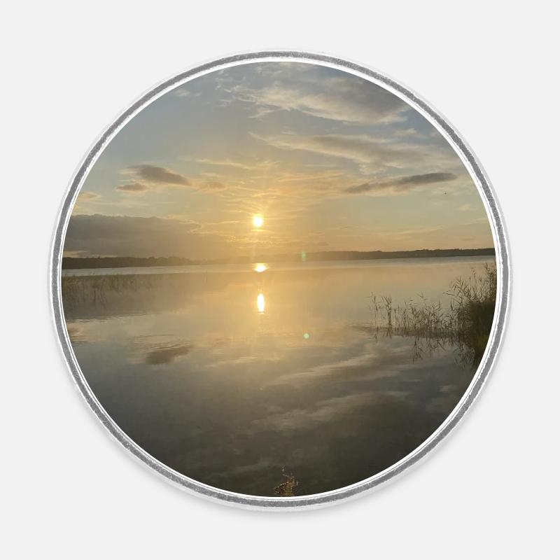 Coucher de soleil au lac Pacific - Magnet rond - blanc