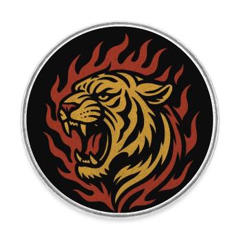 Tigerflamme Feuerkranz - Runder Kühlschrankmagnet - Weiß - Vorne