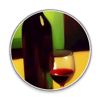 Buveurs de vin - Magnet rond - blanc - Devant