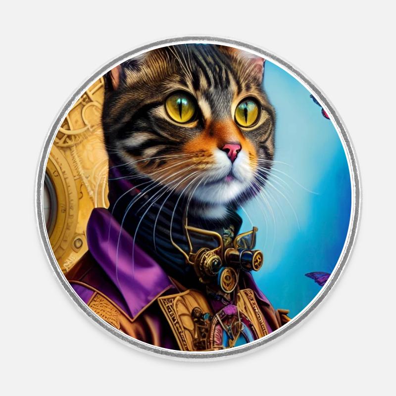 Master cat 2 - Magnet rond - blanc