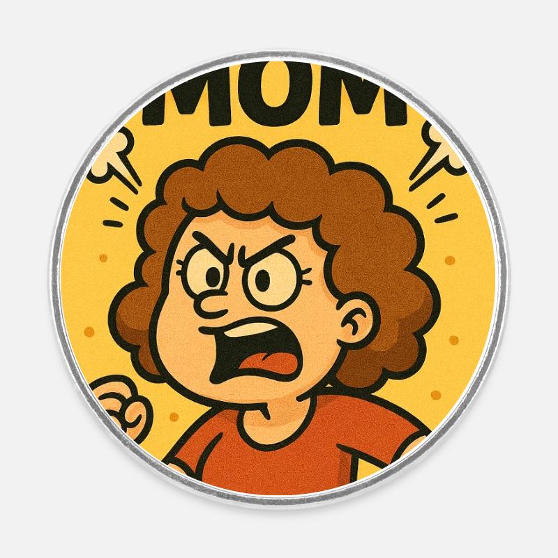 Maman en colère - Magnet rond - blanc