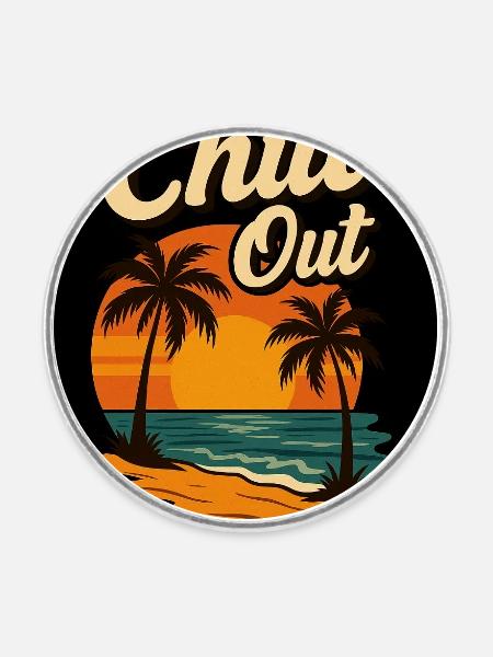 ChillOut - Holyday - Runder Kühlschrankmagnet - Weiß