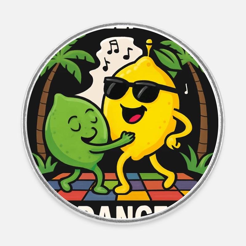 Danse Lambada - Citrons avec mouvements - Magnet rond - blanc