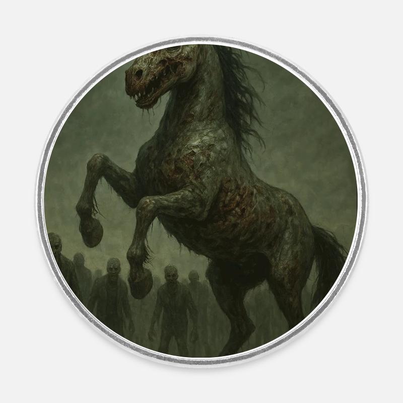 Zombie Einhorn  - Runder Kühlschrankmagnet - Weiß
