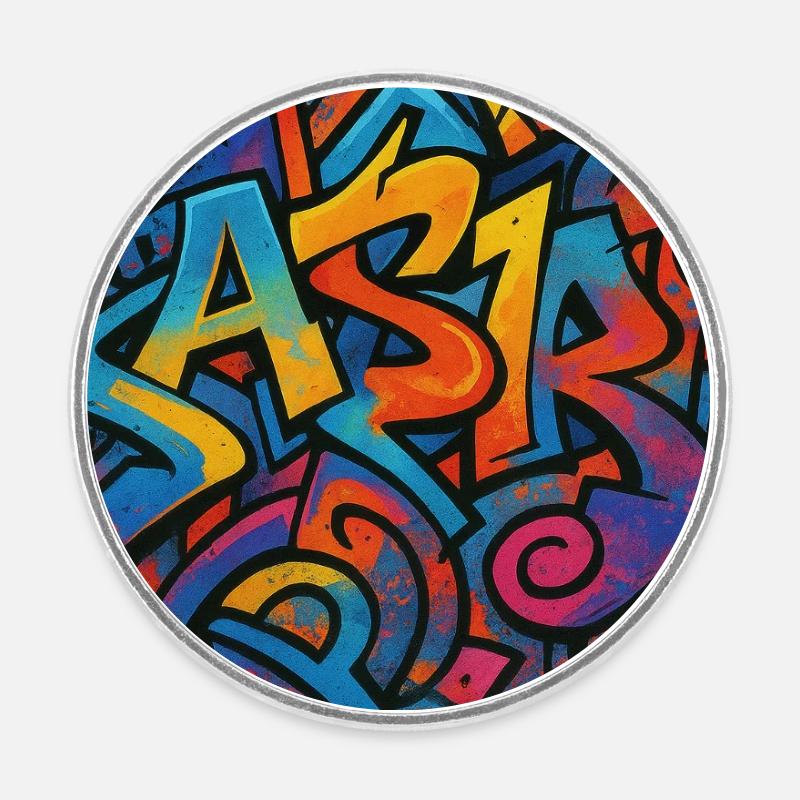 Astr Graffiti Farbexplosion - Runder Kühlschrankmagnet - Weiß