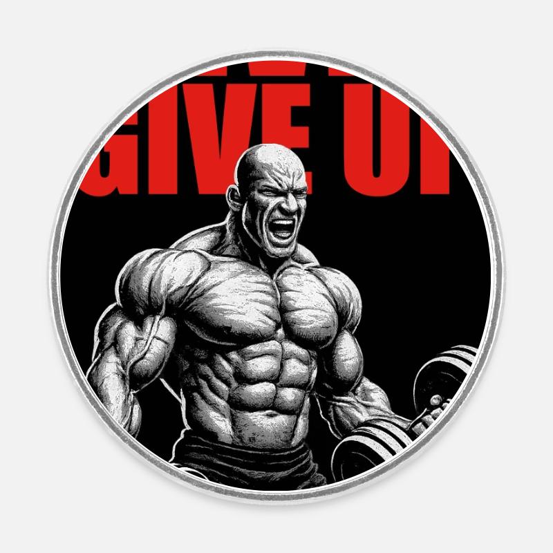 Never_Give_Up - Magnet rond - blanc
