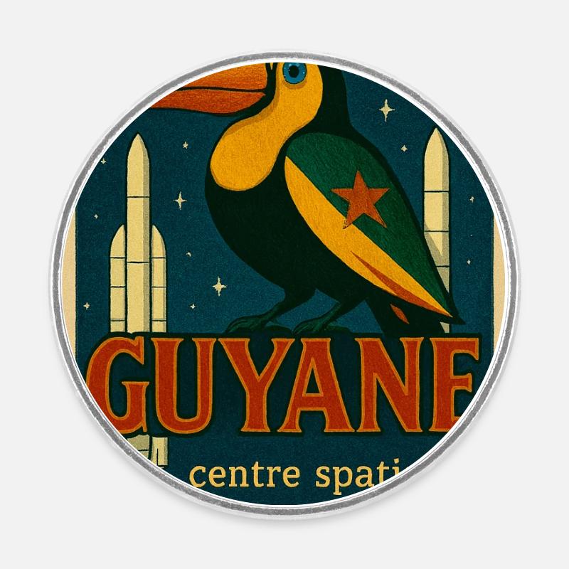 Toucan Spatial Guyane - Magnet rond - blanc