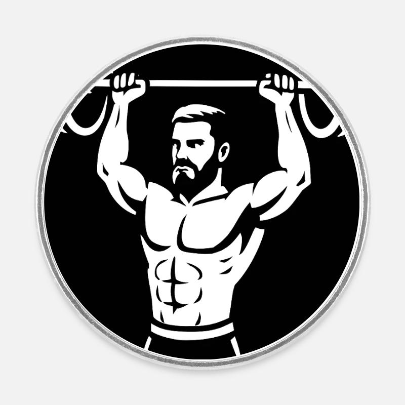 Illustration d’haltère puissant - Magnet rond - blanc