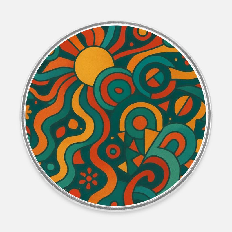 couleurs abstraites - Magnet rond - blanc