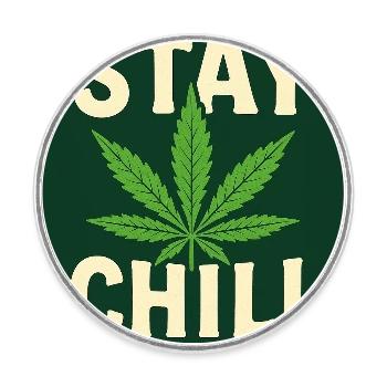 Stay Chill Feuille de Cannabis - Magnet rond - blanc - Devant