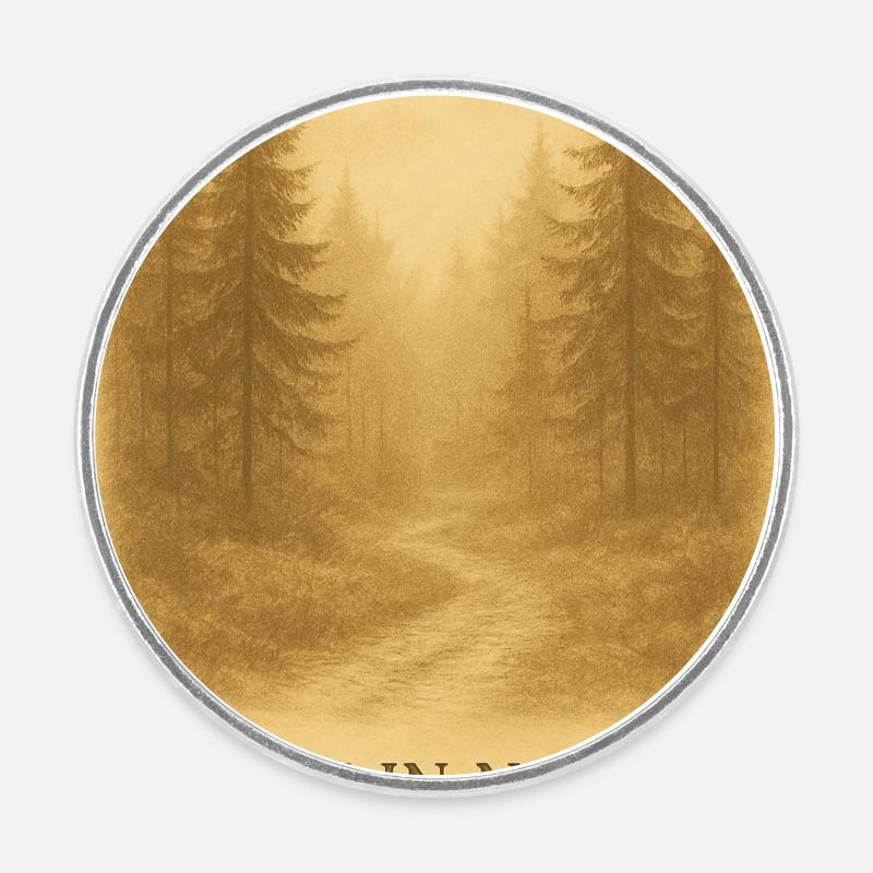 Calme dans le chemin forestier - Magnet rond - blanc