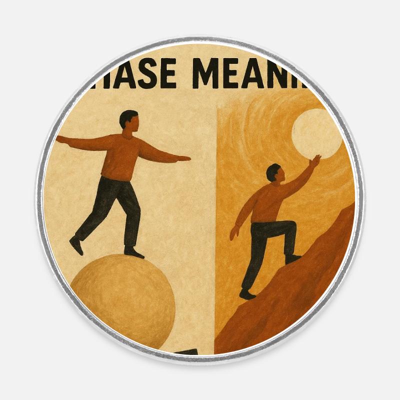 Equilibrium Search for Meaning - Round  fridge magnet - white