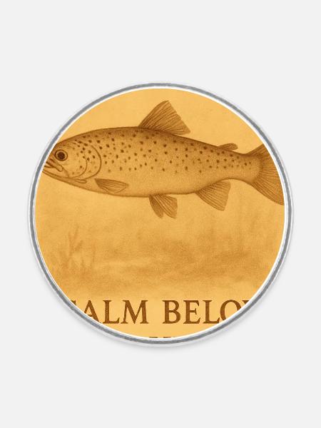 Calm Below the Surface Trout Print - Round fridge magnet - white