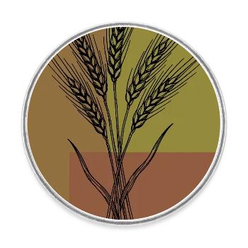Weizen Ähren Line Art – Botanisches Design - Runder Kühlschrankmagnet - Weiß - Vorne