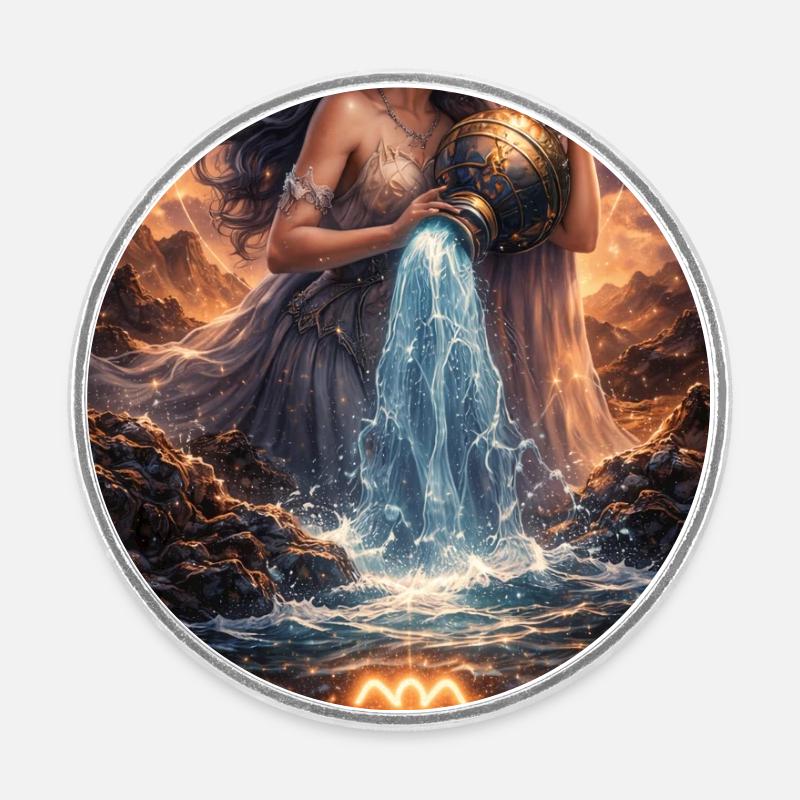 Verseau - Magnet rond - blanc