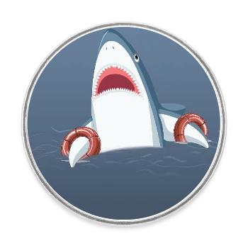 I Need Coffee Funny Shark Design - Runder Kühlschrankmagnet - Weiß - Vorne