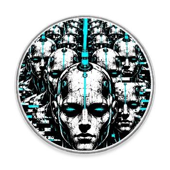 Simulation der Konformität Bot Armee - Runder Kühlschrankmagnet - Weiß - Vorne