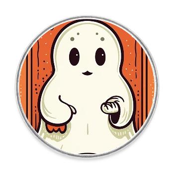Carte de Tarot Orange Ghost - Magnet rond - blanc - Devant