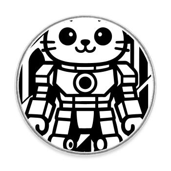 Cat robot in space with red planet - Round  fridge magnet - white - Front