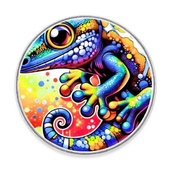 Gecko - Runder Kühlschrankmagnet - Weiß - Vorne