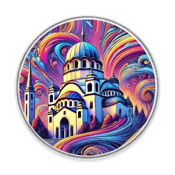 Belgrad Serbien Panorama Design - Runder Kühlschrankmagnet - Weiß - Vorne