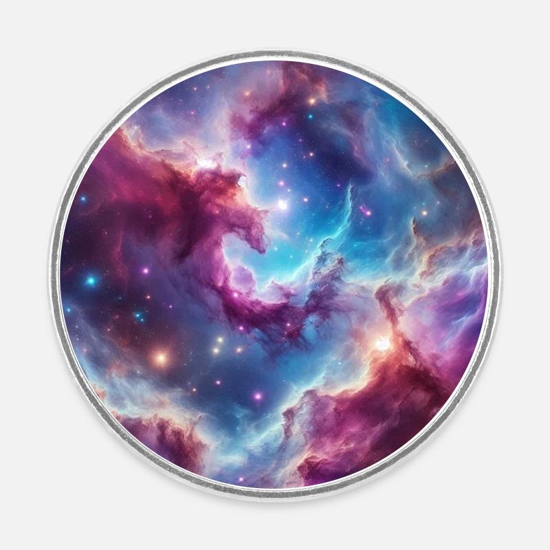 Nebula Colour World - Round  fridge magnet - white