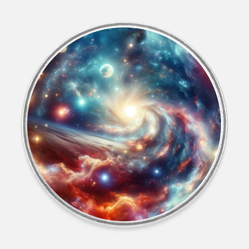Kosmische Spirale: Sternennebel - Runder Kühlschrankmagnet - Weiß