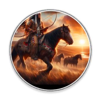 Art amérindien - Magnet rond - blanc - Devant