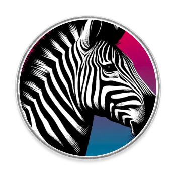 zèbre - Magnet rond - blanc - Devant