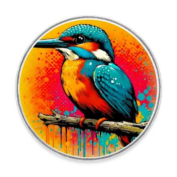 martin-pêcheur - Magnet rond - blanc - Devant