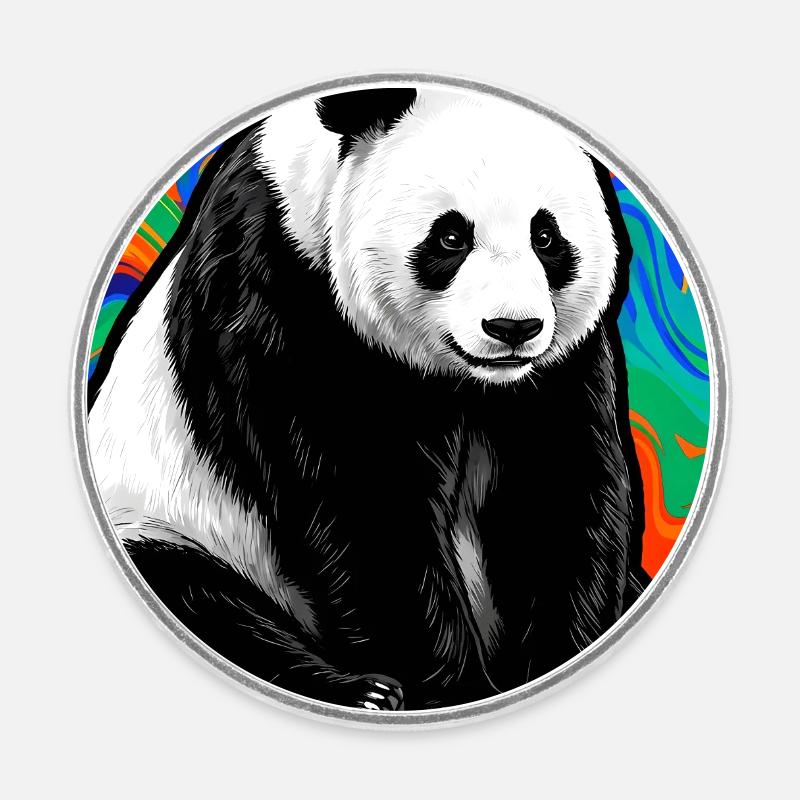 panda - Round  fridge magnet - white