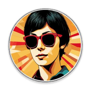 Retro Girl Pop Art – Stil Vintage Cool - Runder Kühlschrankmagnet - Weiß - Vorne