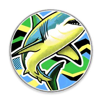 Requin - Magnet rond - blanc - Devant