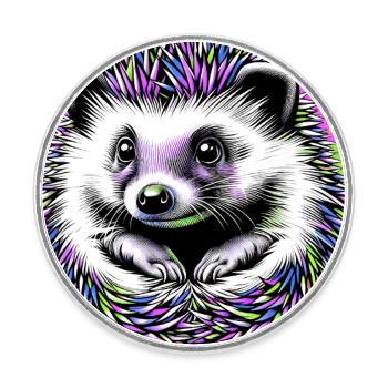 hedgehog - Round  fridge magnet - white - Front