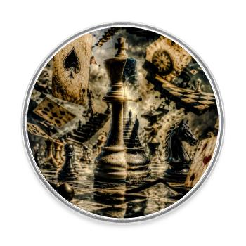 Surrealism Chess - Round  fridge magnet - white - Front