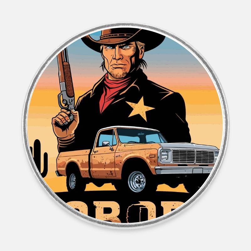 Texas Sheriff - Runder Kühlschrankmagnet - Weiß