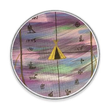 Tambour de cérémonie - Magnet rond - blanc - Devant