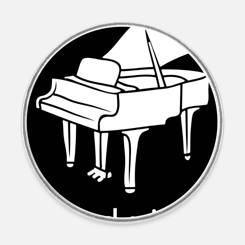 Large Piano Silhouette - Round  fridge magnet - white