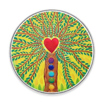Lebensbaum Lebensenergie - Sonja von Staden - Magnet rond - blanc - Devant