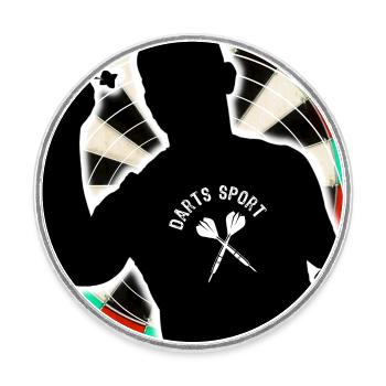Sports de fléchettes - Magnet rond - blanc - Devant