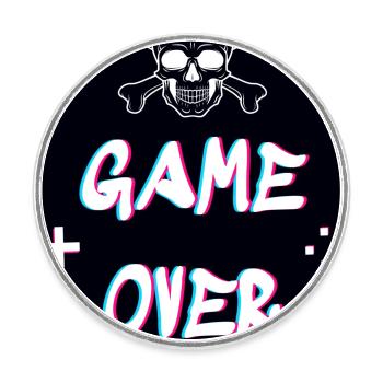 Game Over - Runder Kühlschrankmagnet - Weiß - Vorne