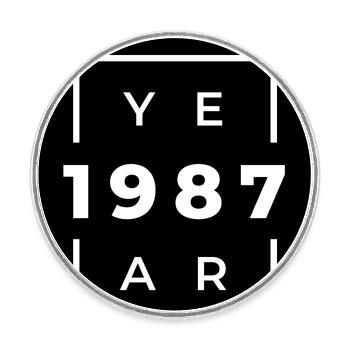 Design Anniversaire 1987 Minimaliste - Magnet rond - blanc - Devant