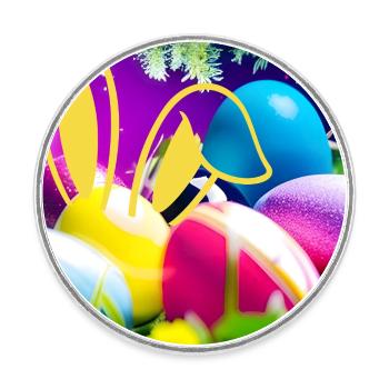 Œufs de Pâques avec contour de lapin Oreilles de lapin - Magnet rond - blanc - Devant